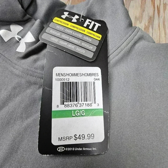 UNDER ARMOUR COLDGEAR COMPRESSION MOCK LS SHIRT GRAY STYLE# 1000512 NWT LARGE - Picture 5 of 8